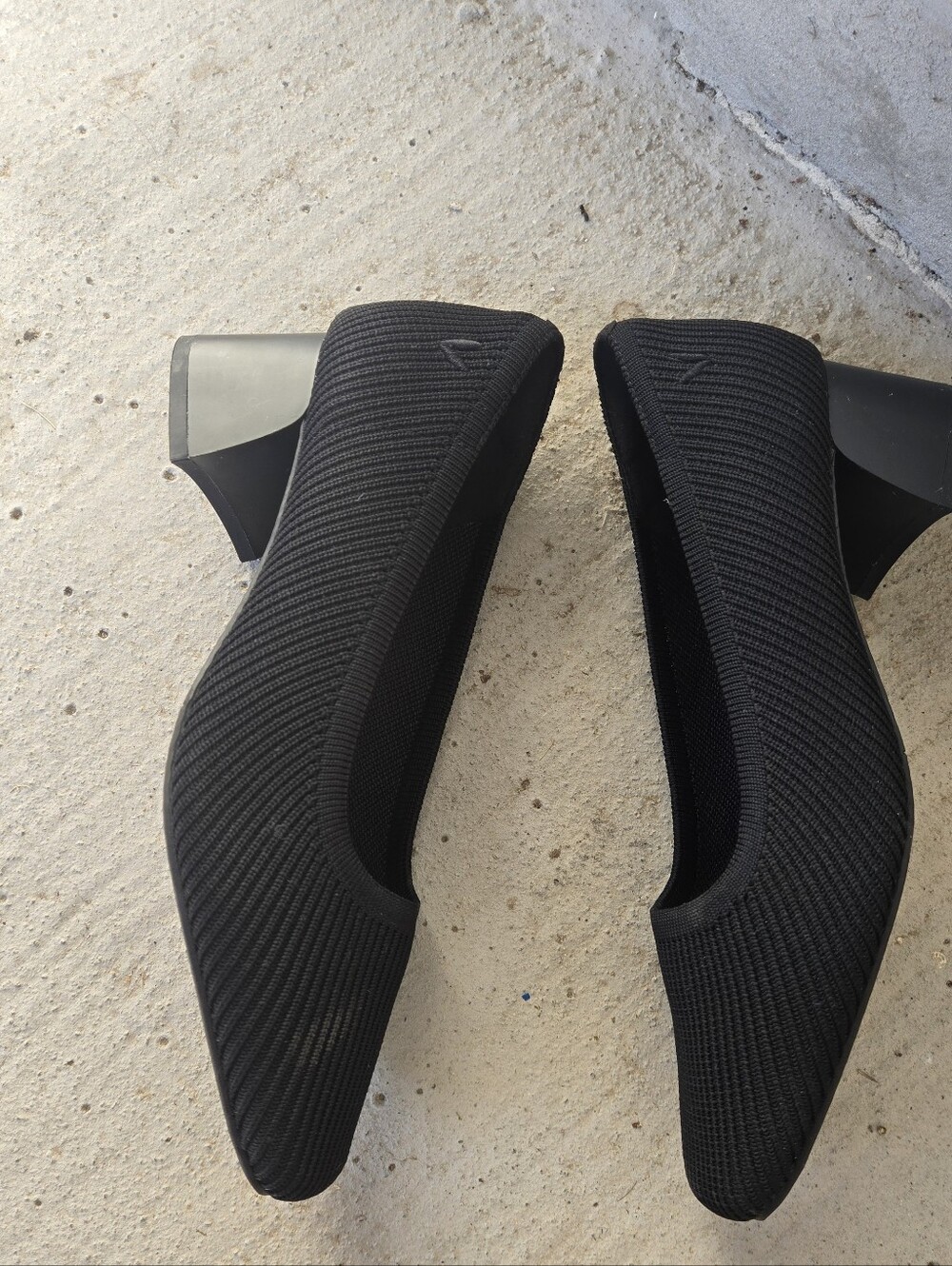 Vivaia Black Knit Block Heel Pumps - Comfortable Everyday Heels - Picture 2 of 9